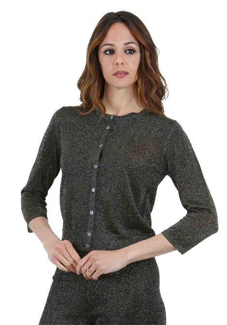 CARDIGAN COREANA LUREX NERO/GOLD ROBERTO COLLINA | Maglie | B13020B1309
